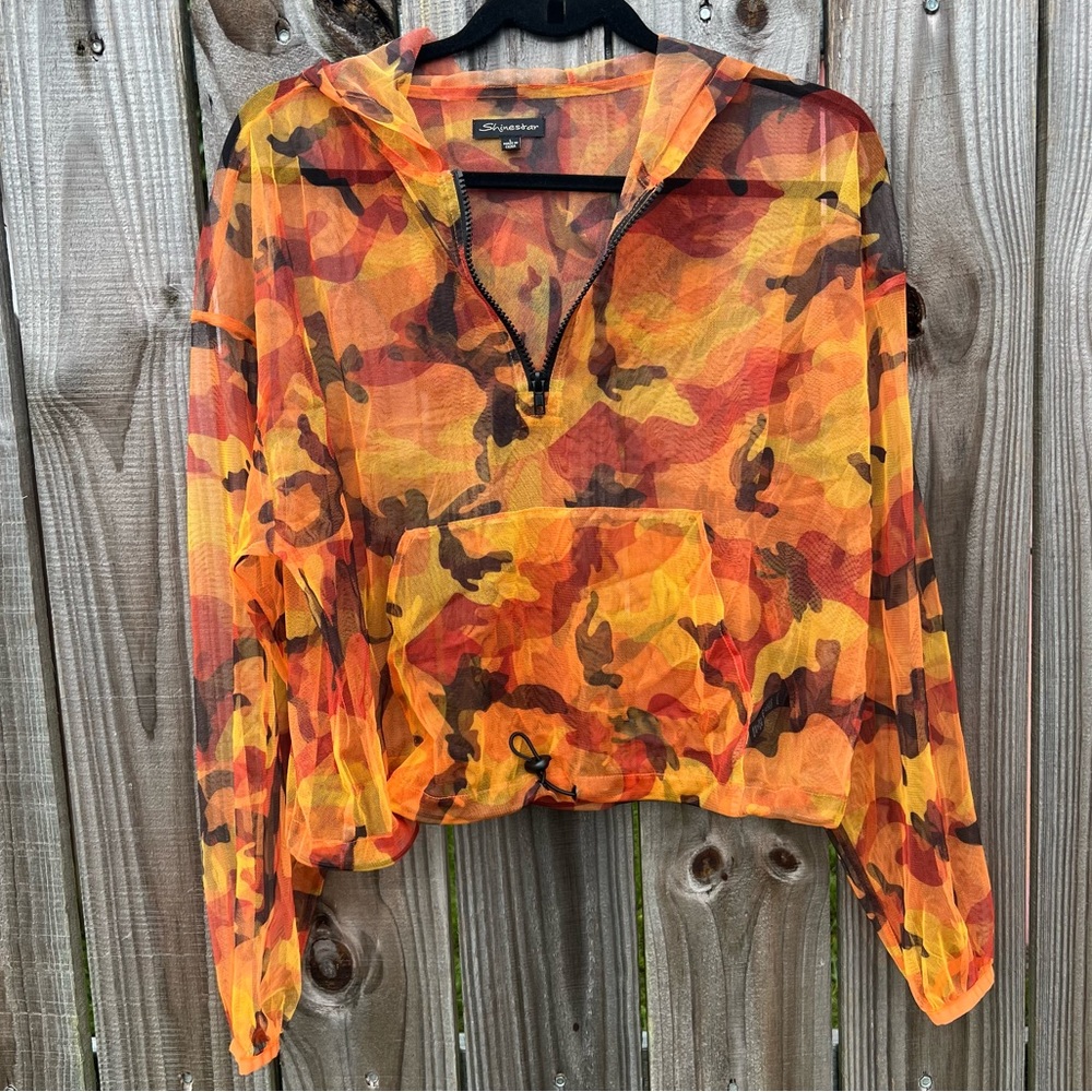 Shinestar Mesh Camouflage Hoodie with Adjustable Draw String/Large